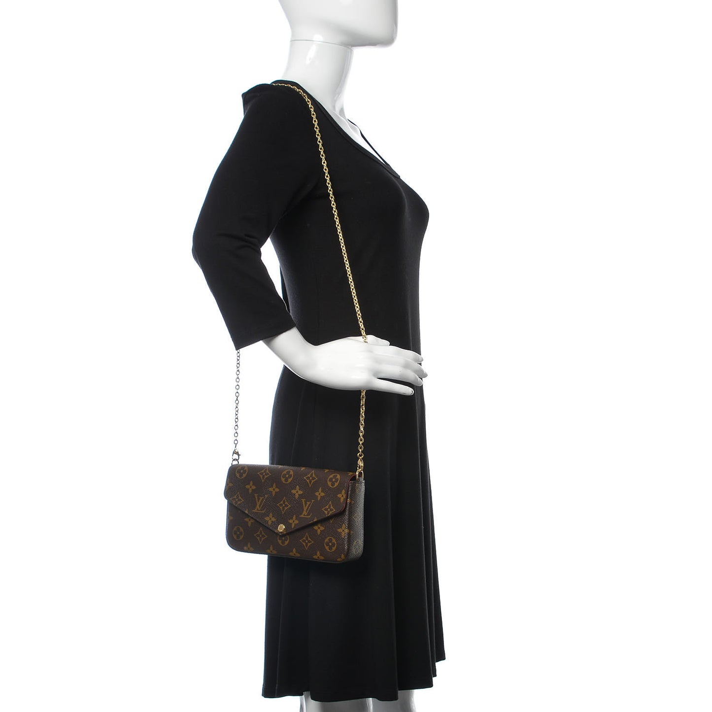 Monogram Pochette Felicie Chain Wallet Fuchsia