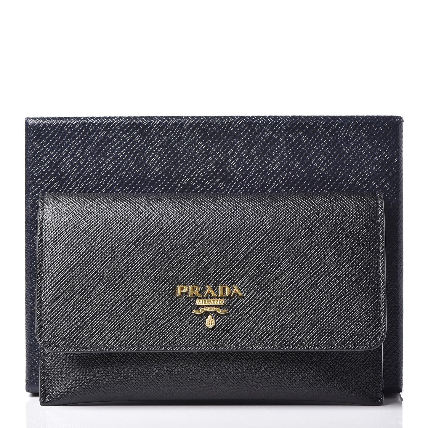 Saffiano Metal Flap Wallet Black