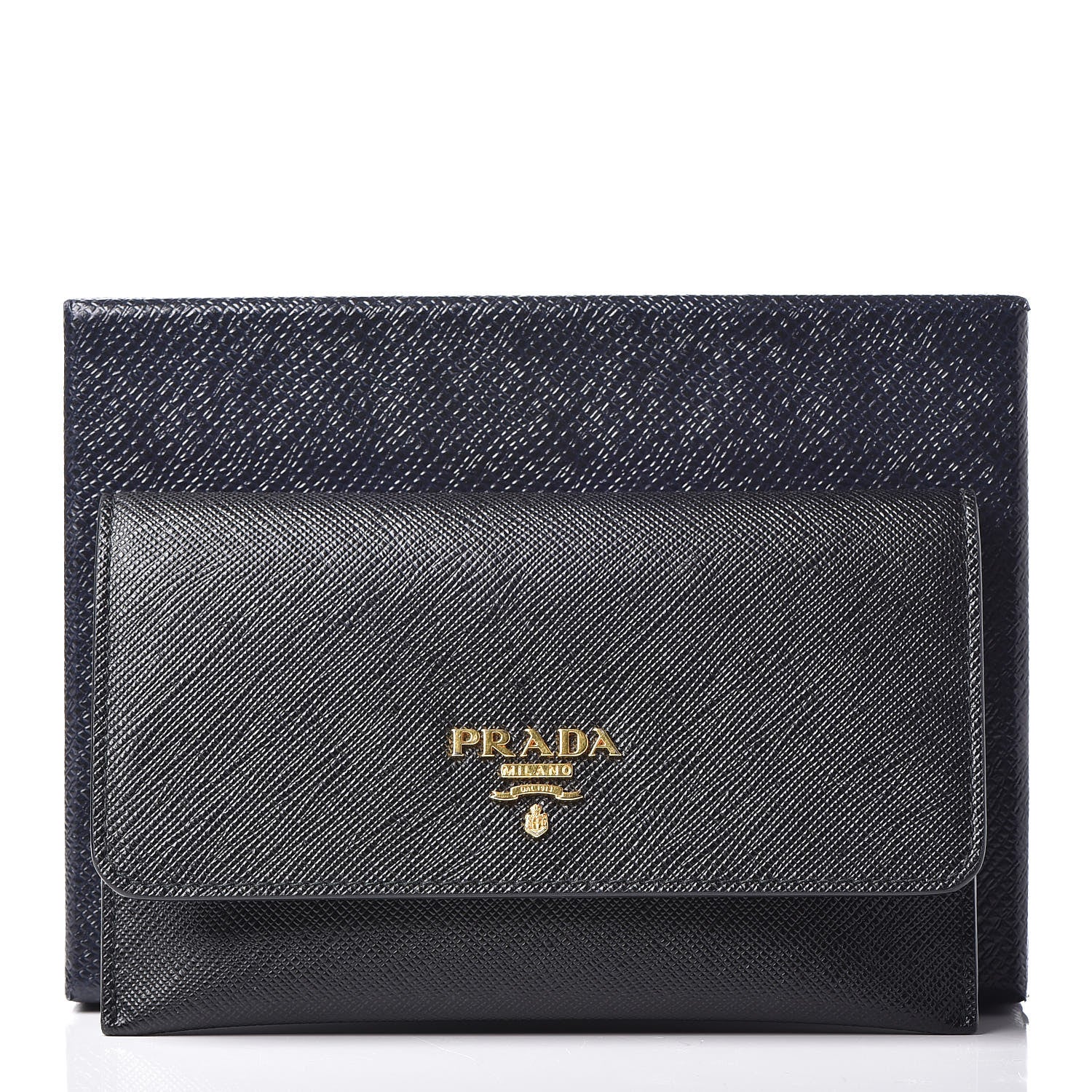 Prada Saffiano Metal Flap Wallet Black 9 of 9