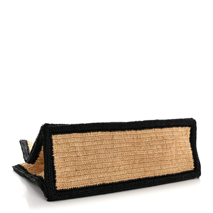 Saint Laurent Raffia Calfskin Rive Gauche Tote Naturale Black 4 of 13