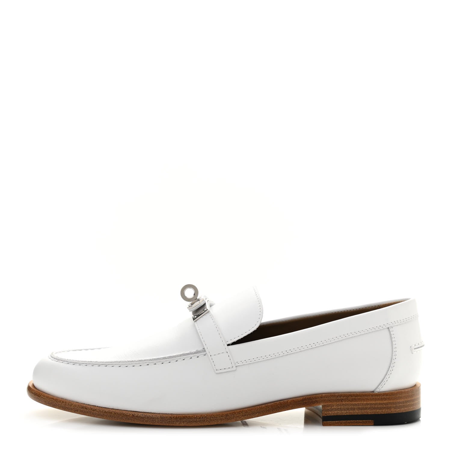 Hermes Calfskin Womens Destin Loafers 38 White 1 of 8
