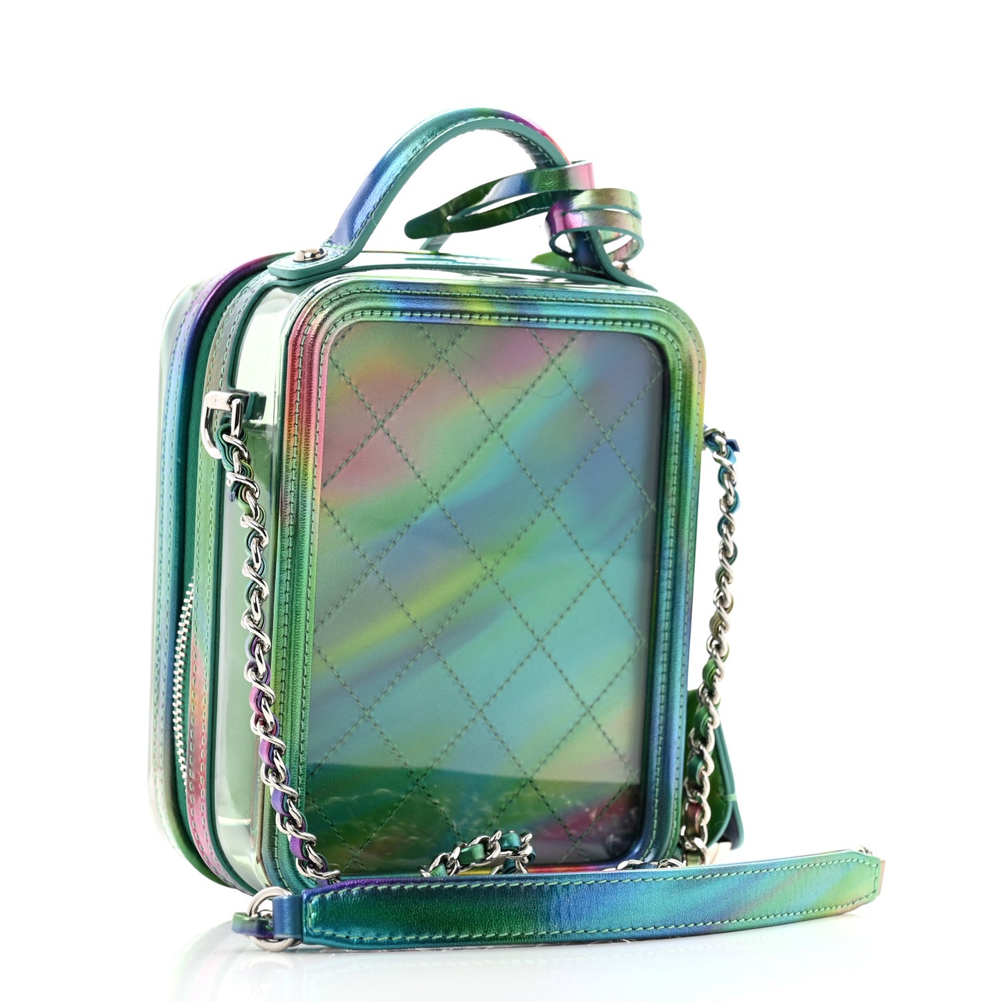 PVC Patent Calfskin Patent Lambskin Vertical Vanity Case Green