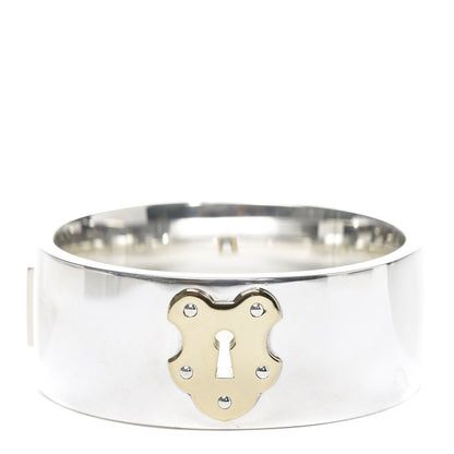 Tiffany Sterling Silver 18K Yellow Gold Lock Hinged Bangle Bracelet 1 of 5