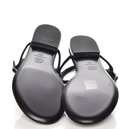Chanel Suede Patent Calfskin Camellia Thong Sandals 36 Black 5 of 9