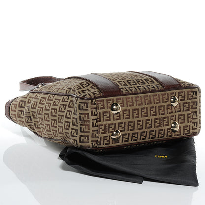 Fendi Zucchino Vitello Shopping Tote Mogano Panna Bruciato 4 of 7