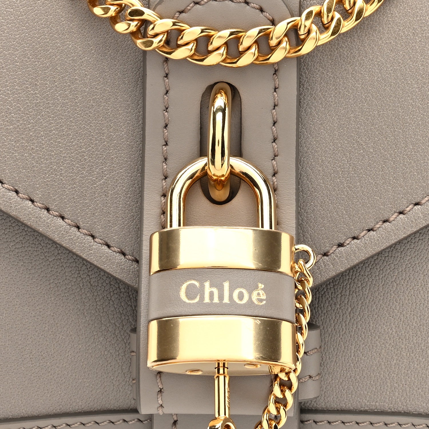 Chloe Shiny Goatskin Calfskin Mini Aby Chain Shoulder Bag Motty Grey 7 of 9
