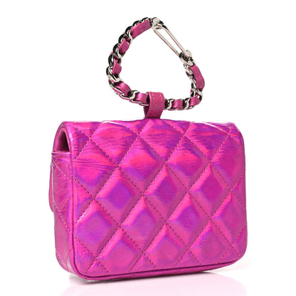 Chanel Patent Lambskin Quilted CC Hook Card Holder Pink 3 of 11