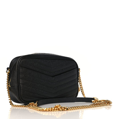 Saint Laurent Grain De Poudre Matelasse Monogram Mini Lou Camera Bag Black 3 of 9