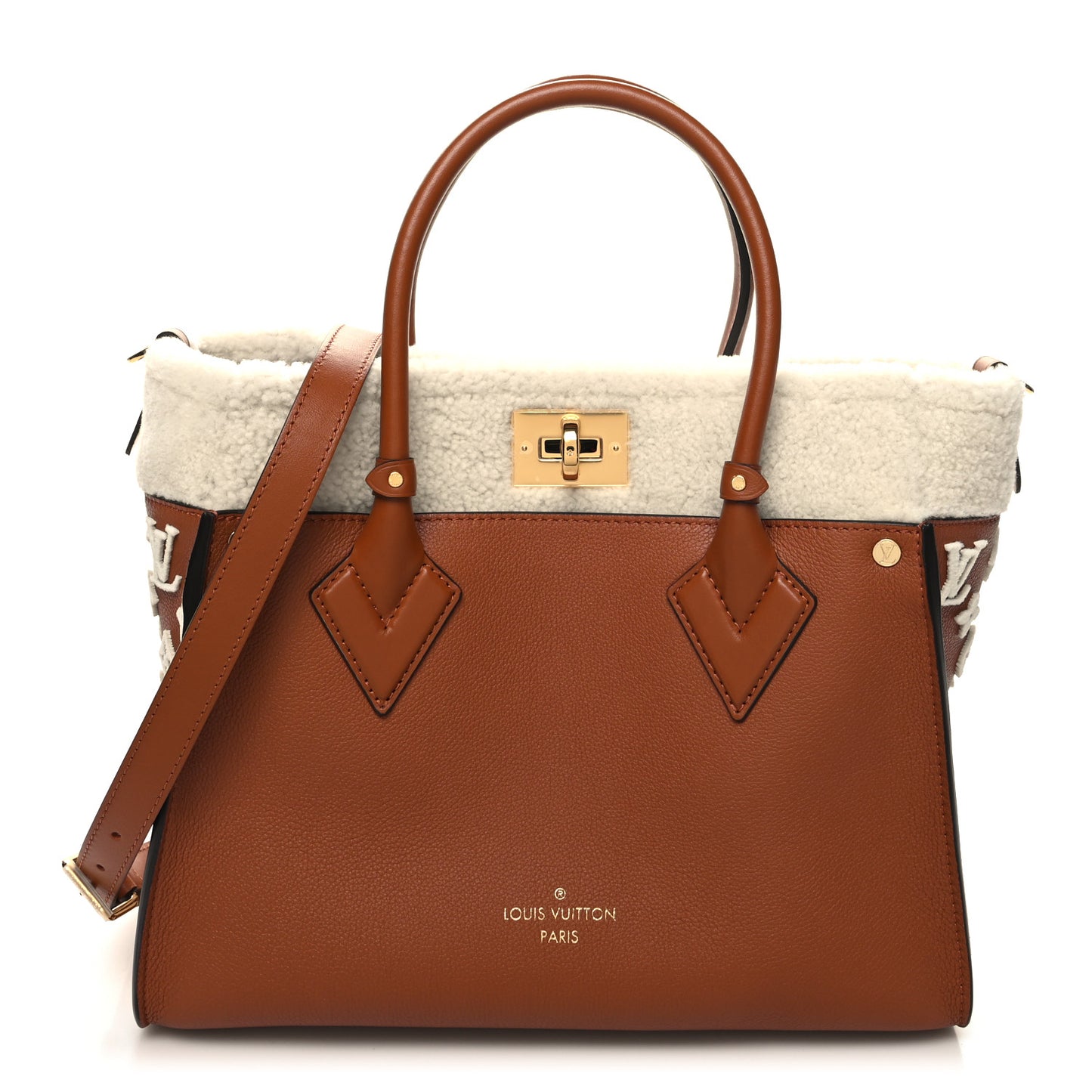 Grained Calfskin Shearling On My Side MM Caramel
