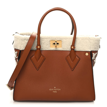 Louis Vuitton Grained Calfskin Shearling On My Side MM Caramel 1 of 9