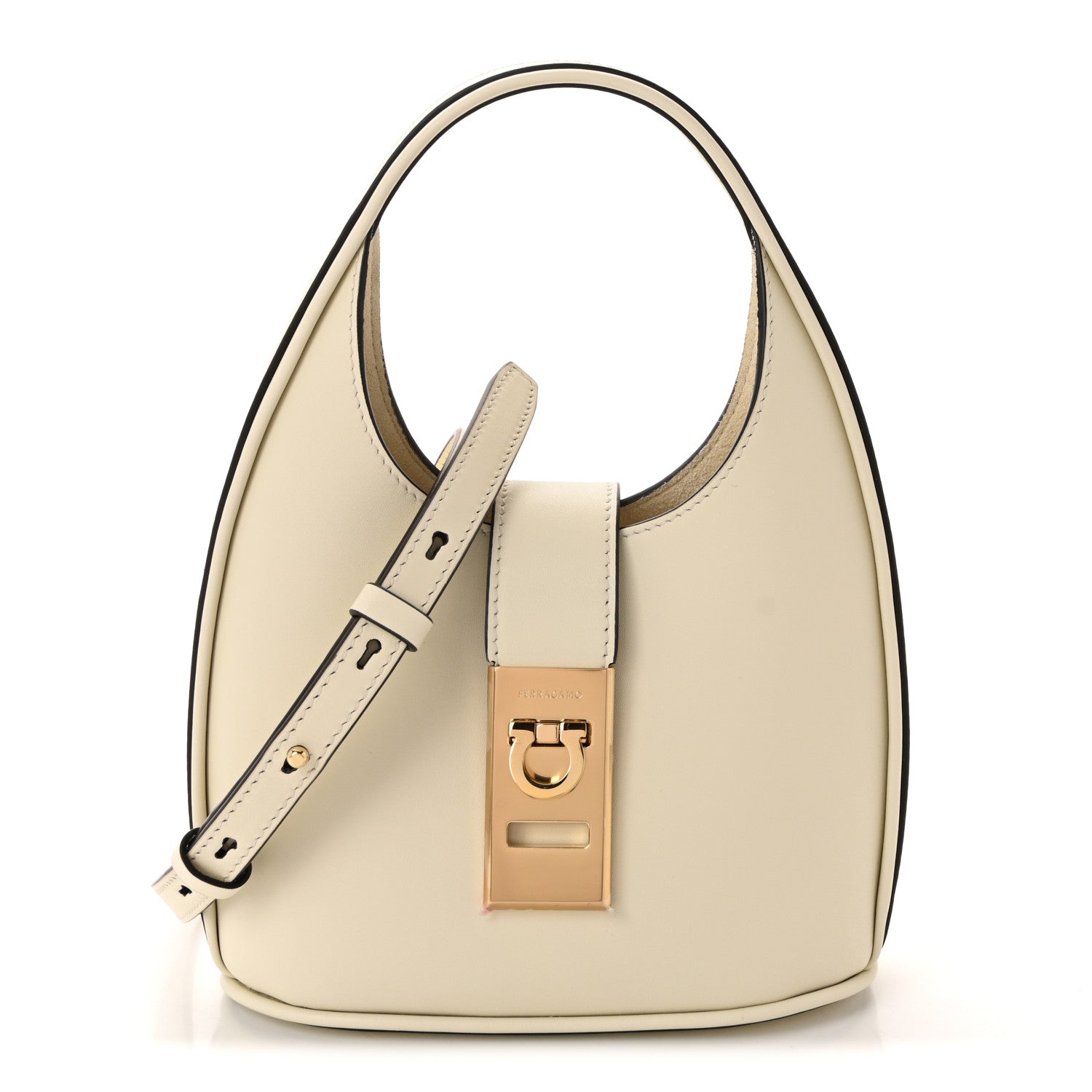 Salvatore Ferragamo Soft Calfskin Mini Gancini Hobo Mascarpone 1 of 8