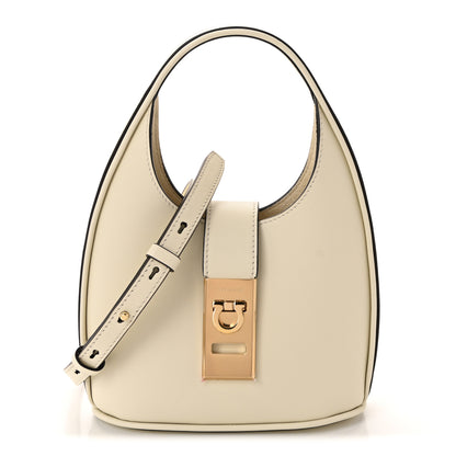 Salvatore Ferragamo Soft Calfskin Mini Gancini Hobo Mascarpone 1 of 8