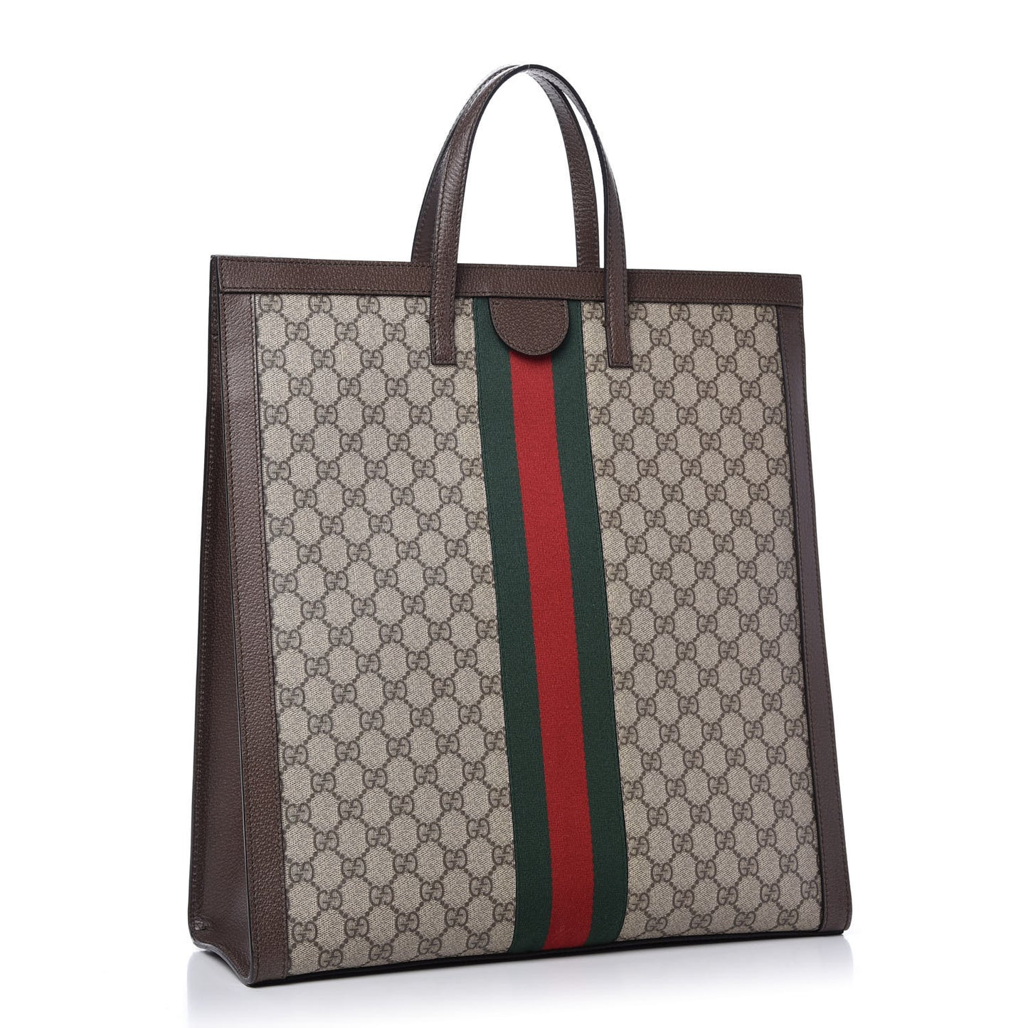 GG Supreme Monogram Web Ophidia Vertical Tote Brown