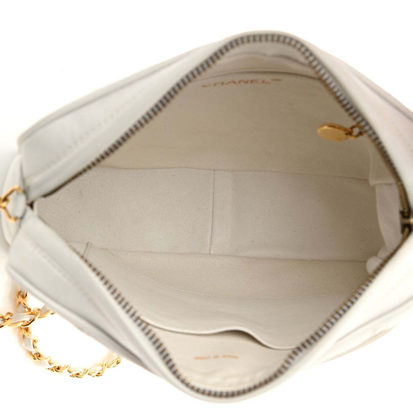 Lambskin Quilted Tassel Camera Case White