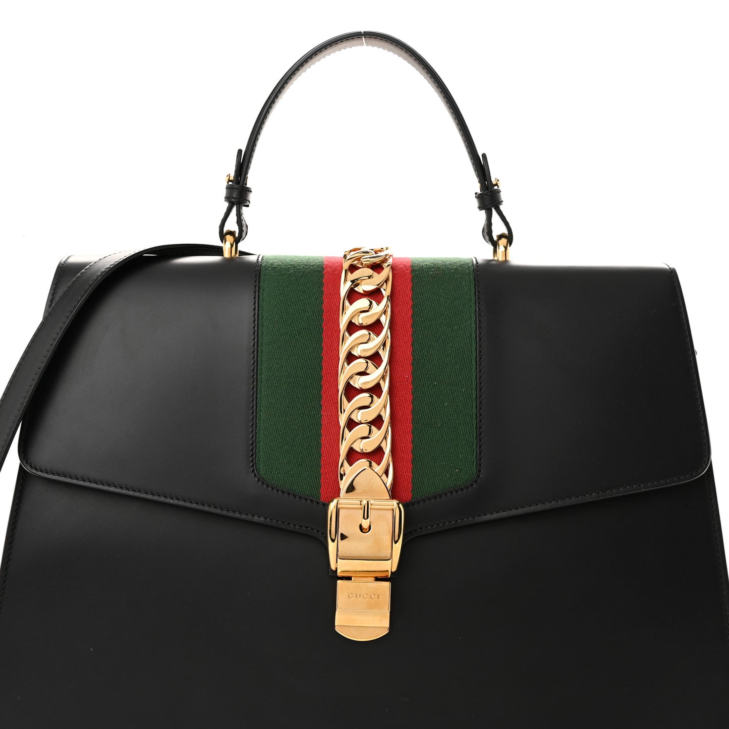 Calfskin Maxi Sylvie Top Handle Bag Black
