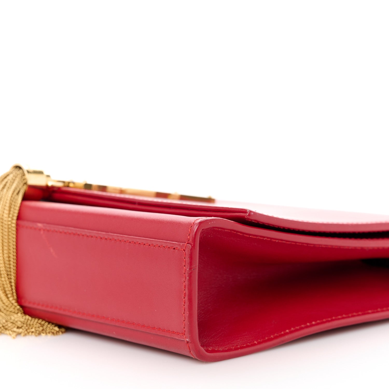 Saint Laurent Smooth Calfskin Medium Classic Monogram Kate Tassel Satchel Lipstick Red 11 of 11
