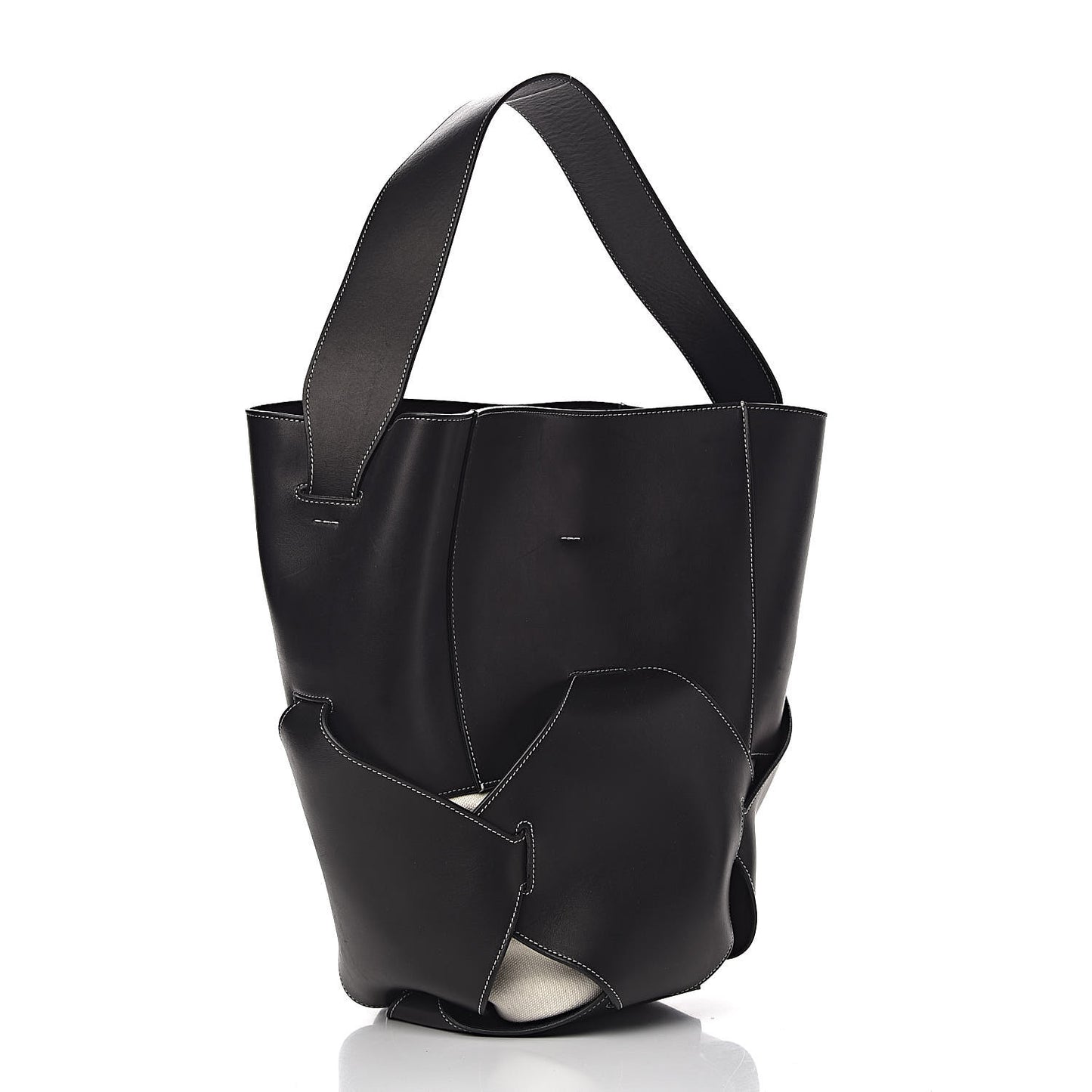 Natural Calfskin Large Holdall Shoulder Bag Black