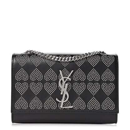 Saint Laurent Smooth Calfskin Heart Studded Small Monogram Kate Satchel Black 1 of 9