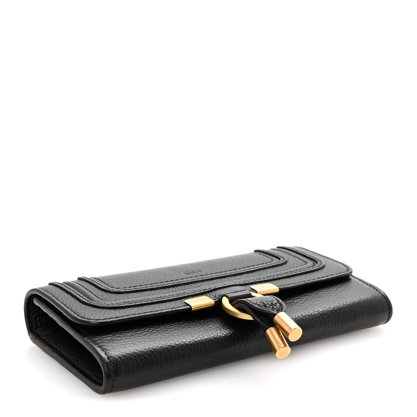 Calfskin Marcie Continental Flap Wallet Black
