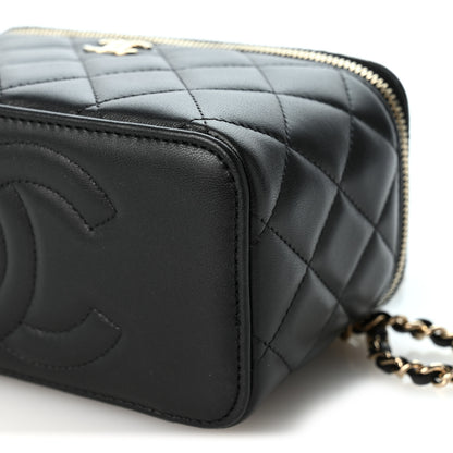 Chanel Lambskin Quilted Small Top Handle Vanity Case With Chain Black 10 of 10