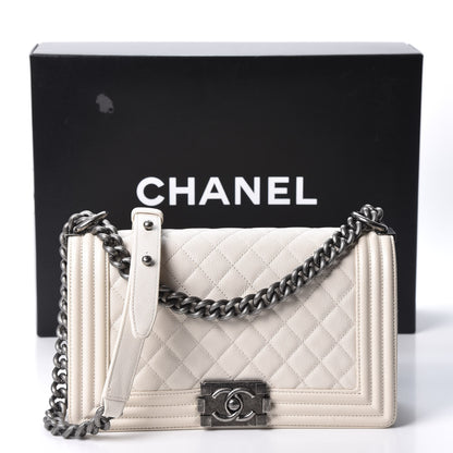 Chanel Caviar Quilted Medium Boy Flap Ivory 10 of 10