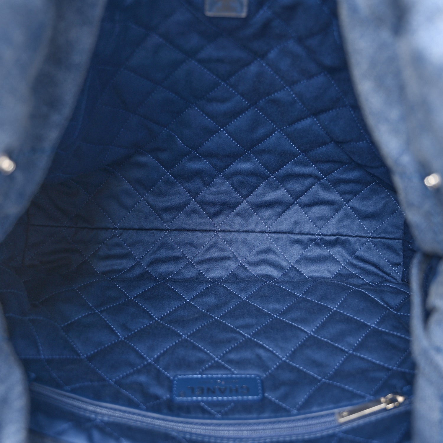 Chanel Washed Denim Quilted Studded Small Chanel 22 Blue 6 of 11