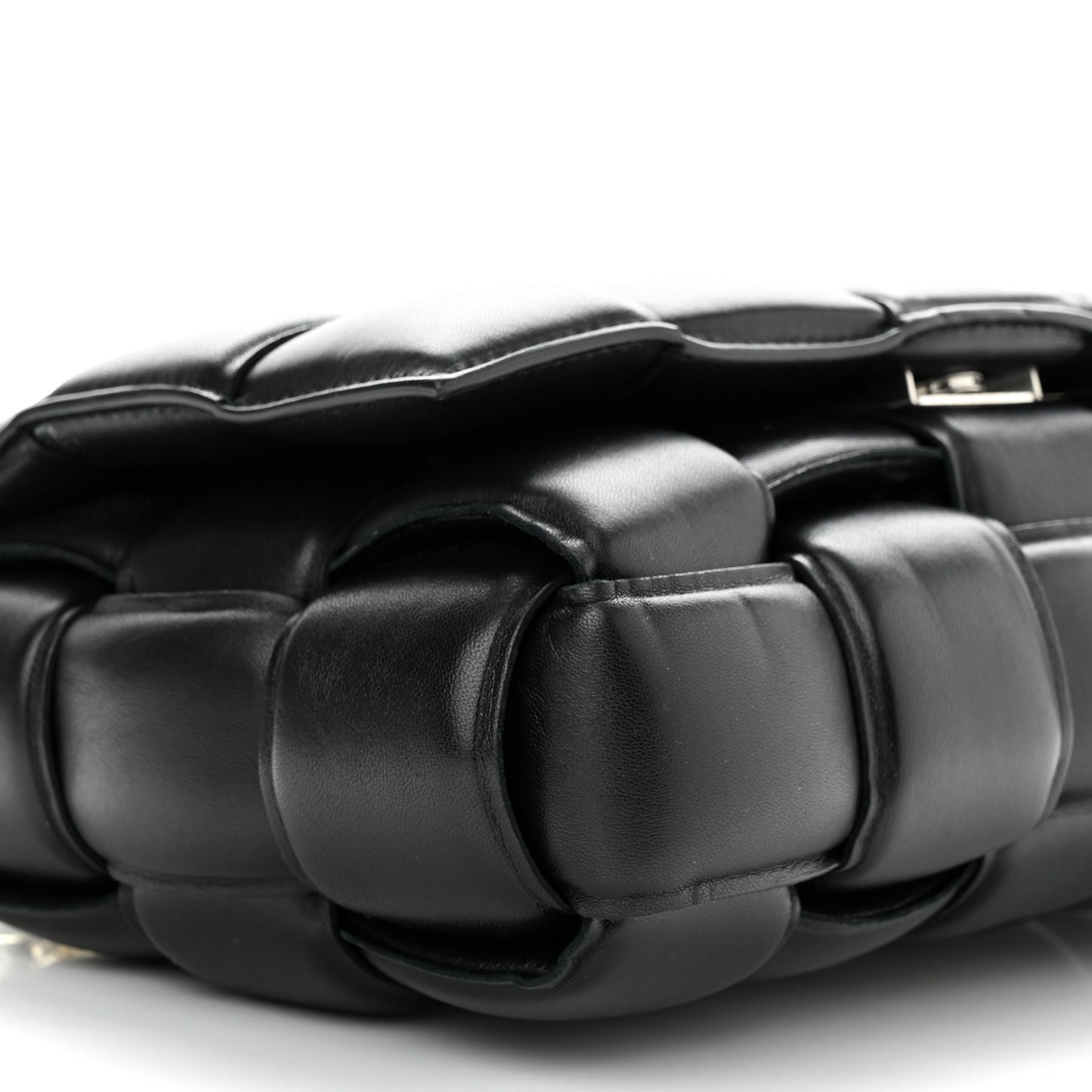 Lambskin Maxi Intreccio Padded Chain Cassette Crossbody Bag Black