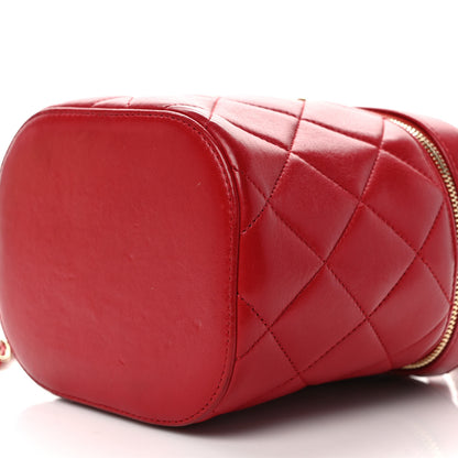 Chanel Lambskin Quilted Trendy Vanity Case Red 9 of 12
