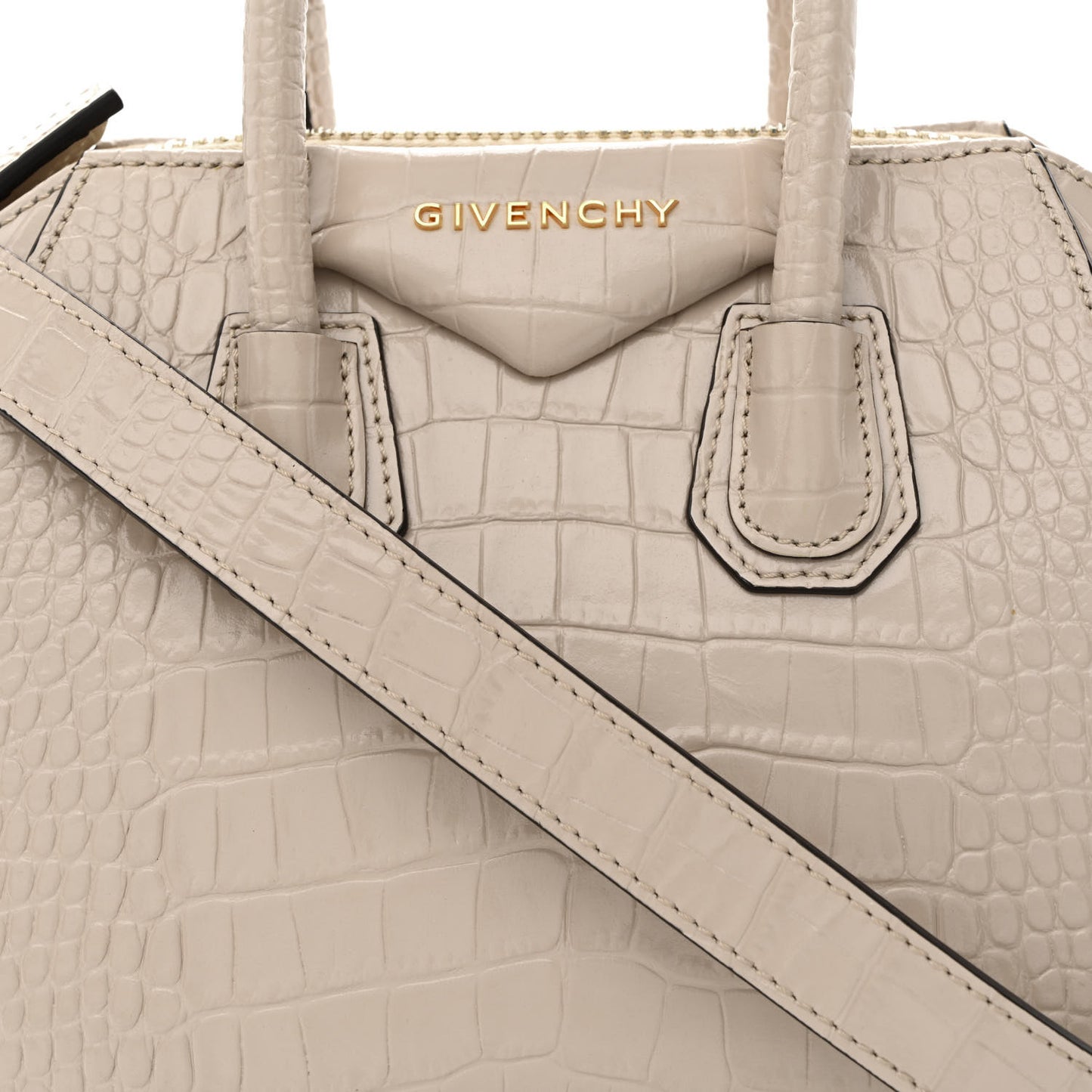 Calfskin Crocodile Embossed Mini Antigona Dune