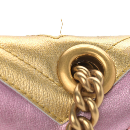 Gucci Metallic Calfskin Matelasse Mini GG Marmont Shoulder Bag Gold Pink 11 of 14