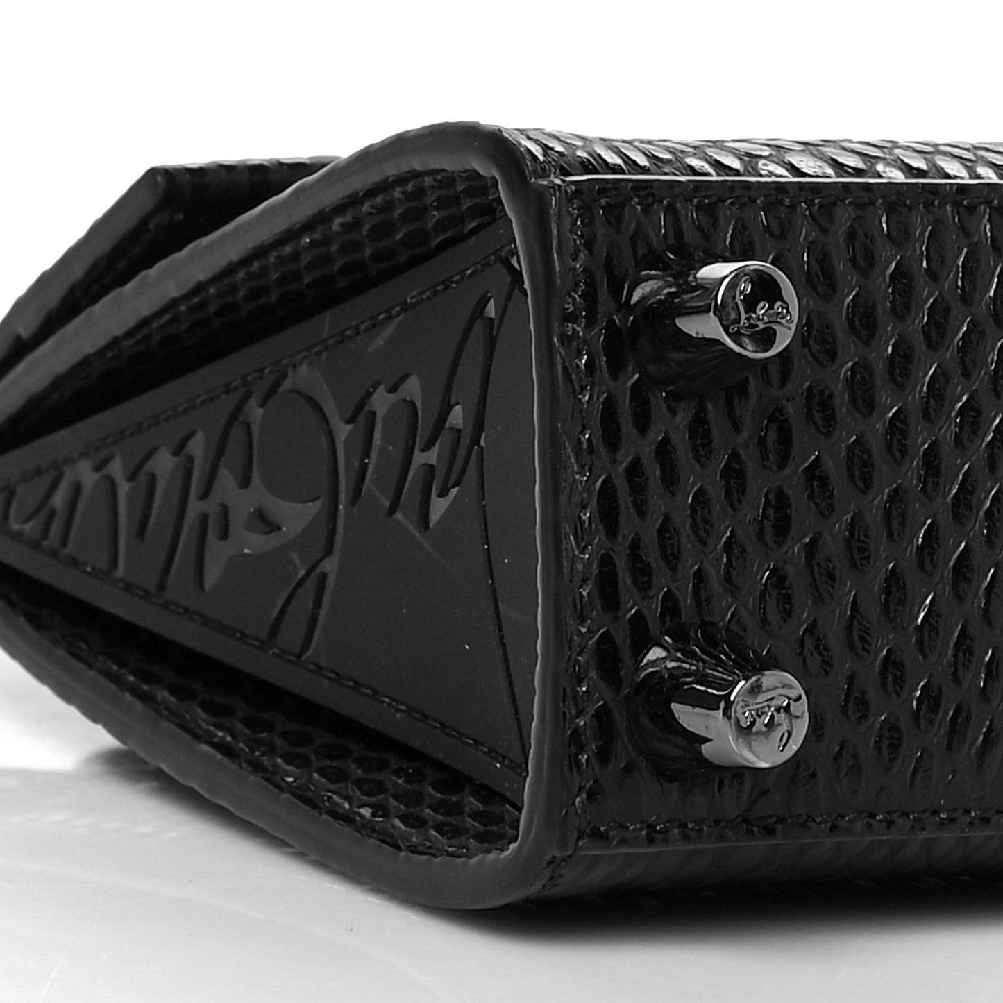Calfskin Snakeskin Embossed Jurassic Mini Paloma Black