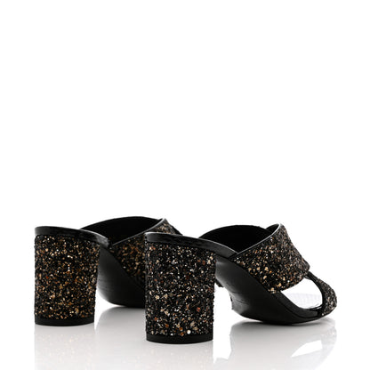 Saint Laurent Glitter LouLou 70 Mule Sandals 36 Black Gold 4 of 10