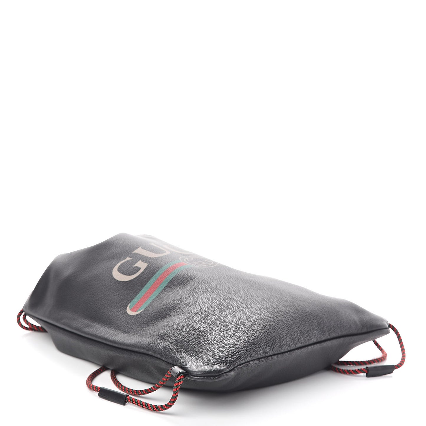 Calfskin Logo Drawstring Backpack Black