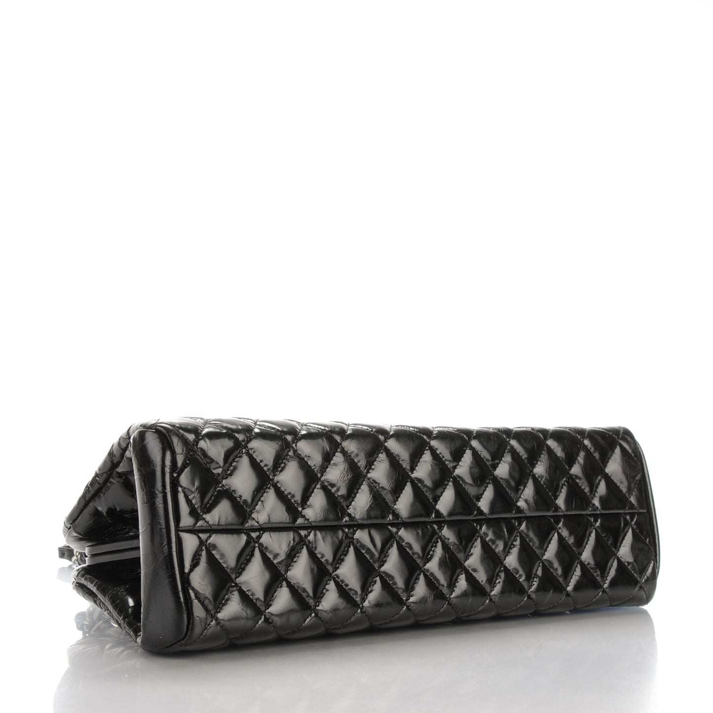 Glazed Calfskin Quilted Medium Just Mademoiselle Black