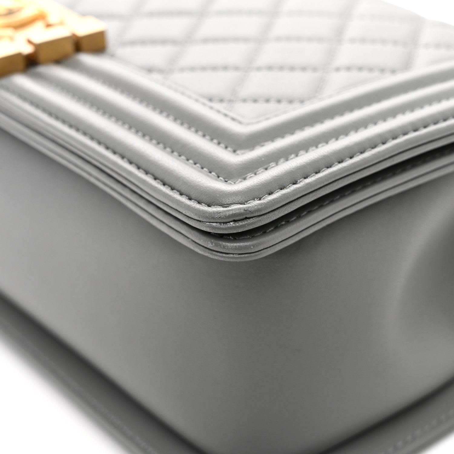 Chanel Lambskin Quilted Medium Boy Flap Grey 11 of 12