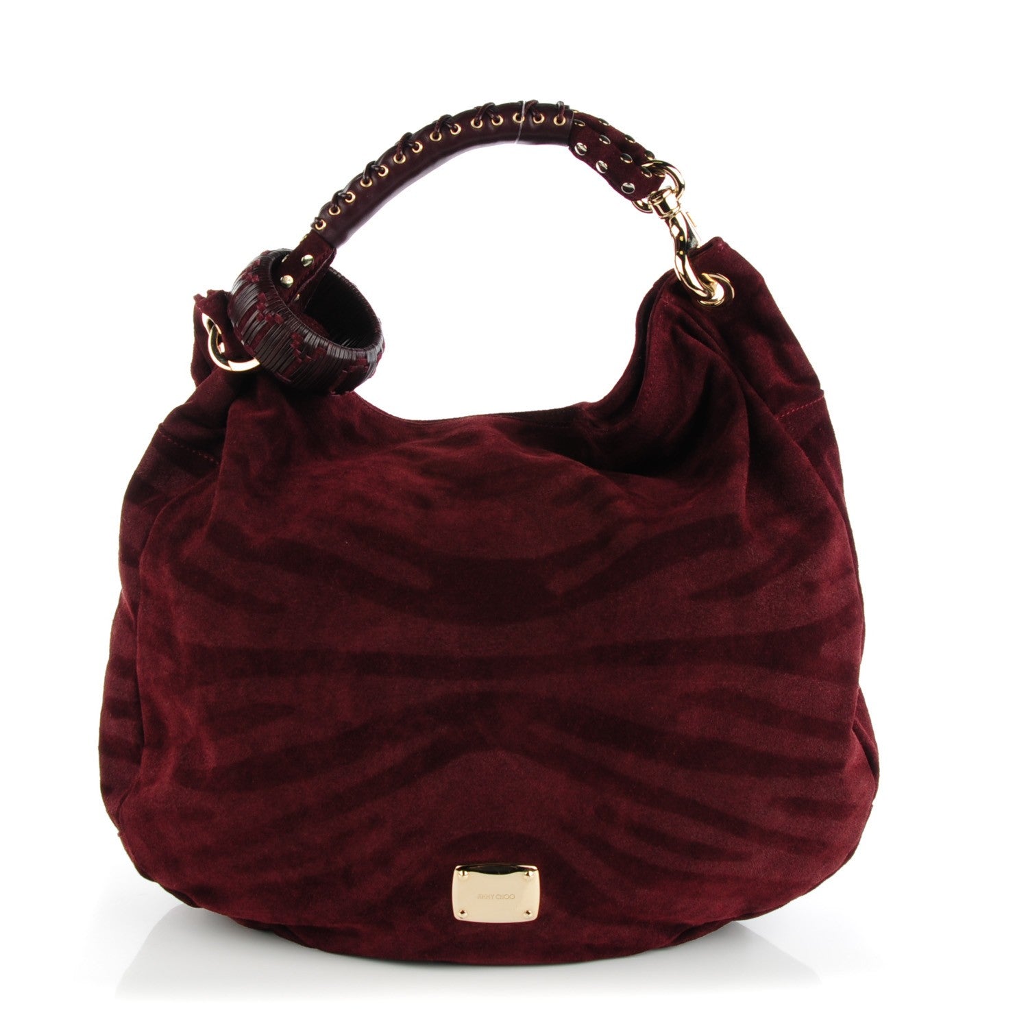 Jimmy Choo Zebra Printed Suede Large Sky Hobo Bordeaux 1 of 6