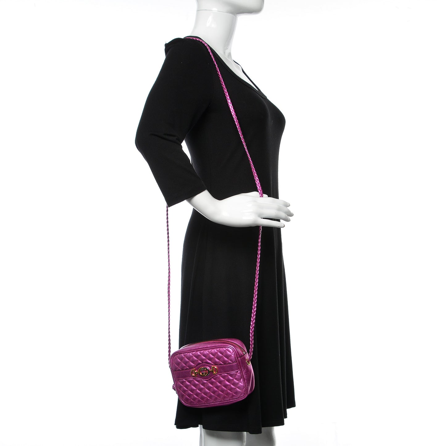 Laminated Nappa Trapuntata Mini Zumi Shoulder Bag Fuxia