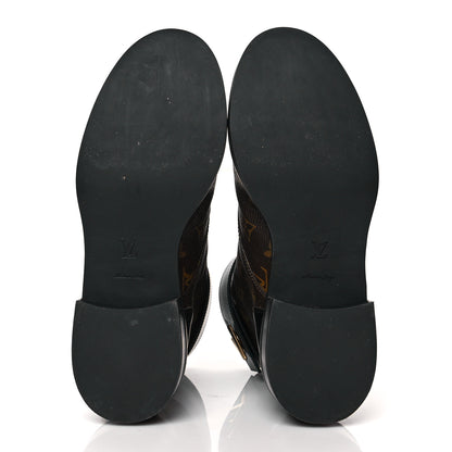 Louis Vuitton Calfskin Monogram Wonderland Flat Ranger Boots 39 Black 5 of 8