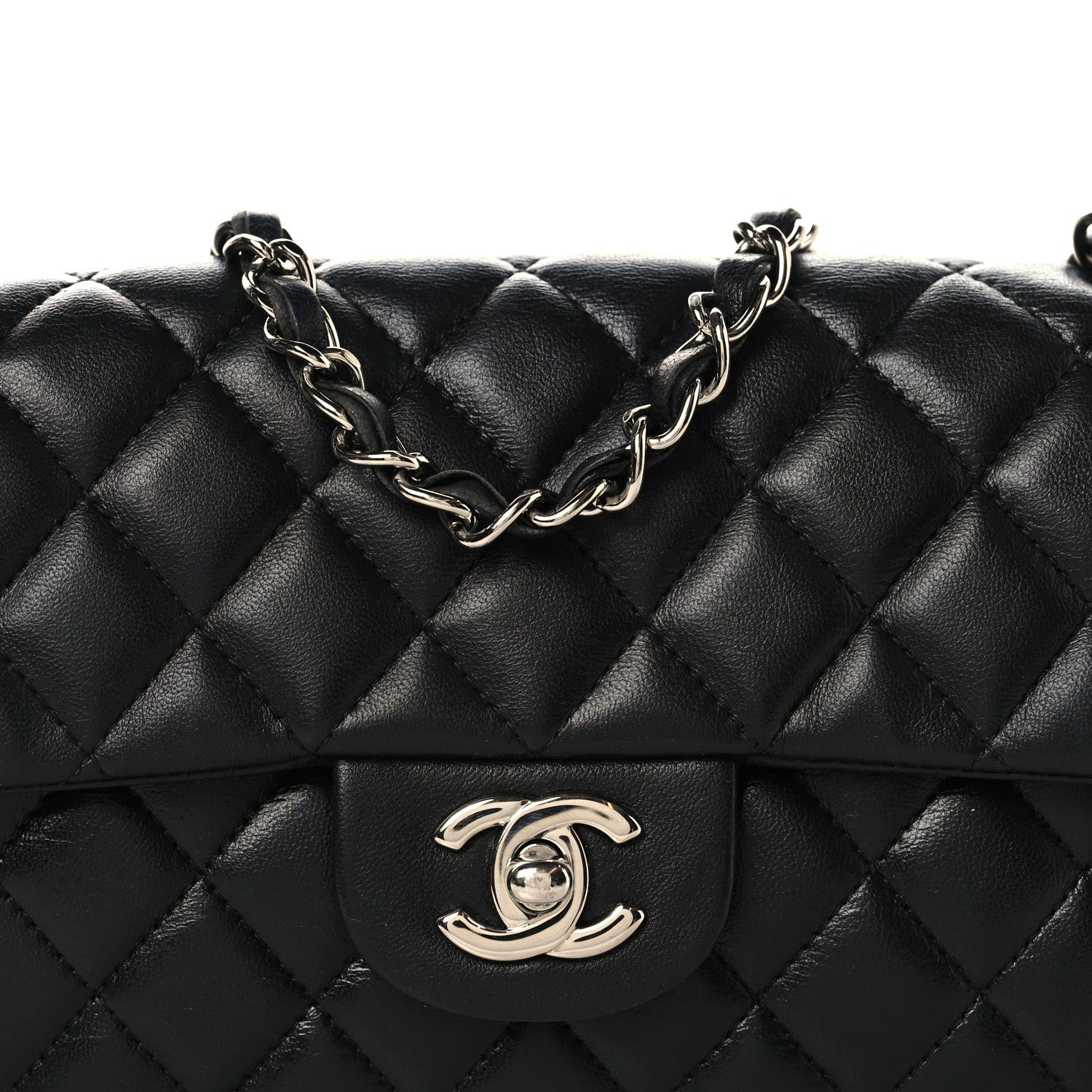 Chanel Lambskin Quilted East West Flap Black 8 of 10