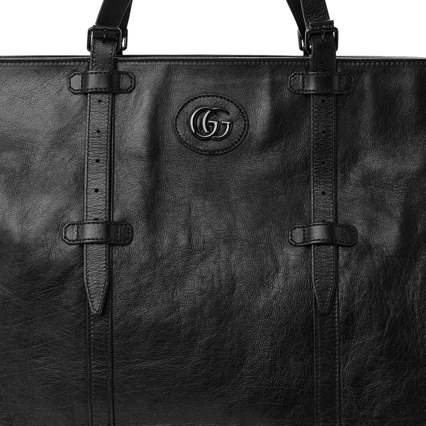 Calfskin Monochrome Medium Double G Tote Bag Black