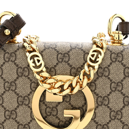 Gucci GG Supreme Monogram Textured Dollar Calfskin Mini Blondie Chain Shoulder Flap Bag Beige Ebony New Acero 8 of 10