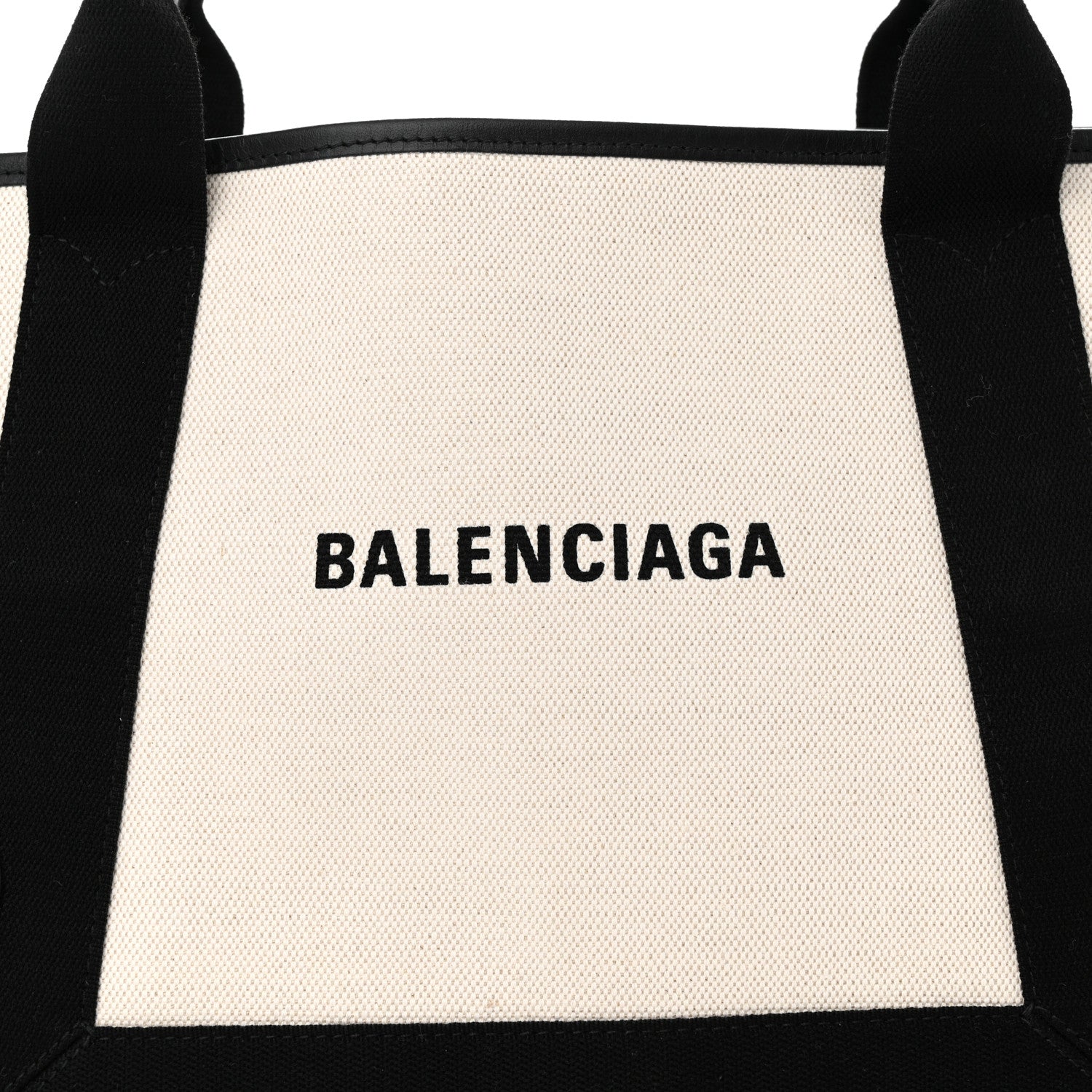 Balenciaga Cotton Canvas Satin Calfskin S Navy Cabas Natural Black 9 of 11