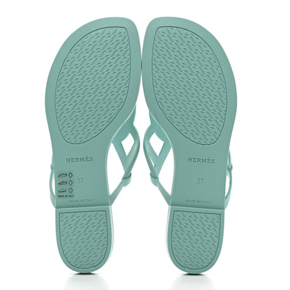 Hermes Rubber Womens Egerie Sandals 37 Vert Embrun 5 of 9