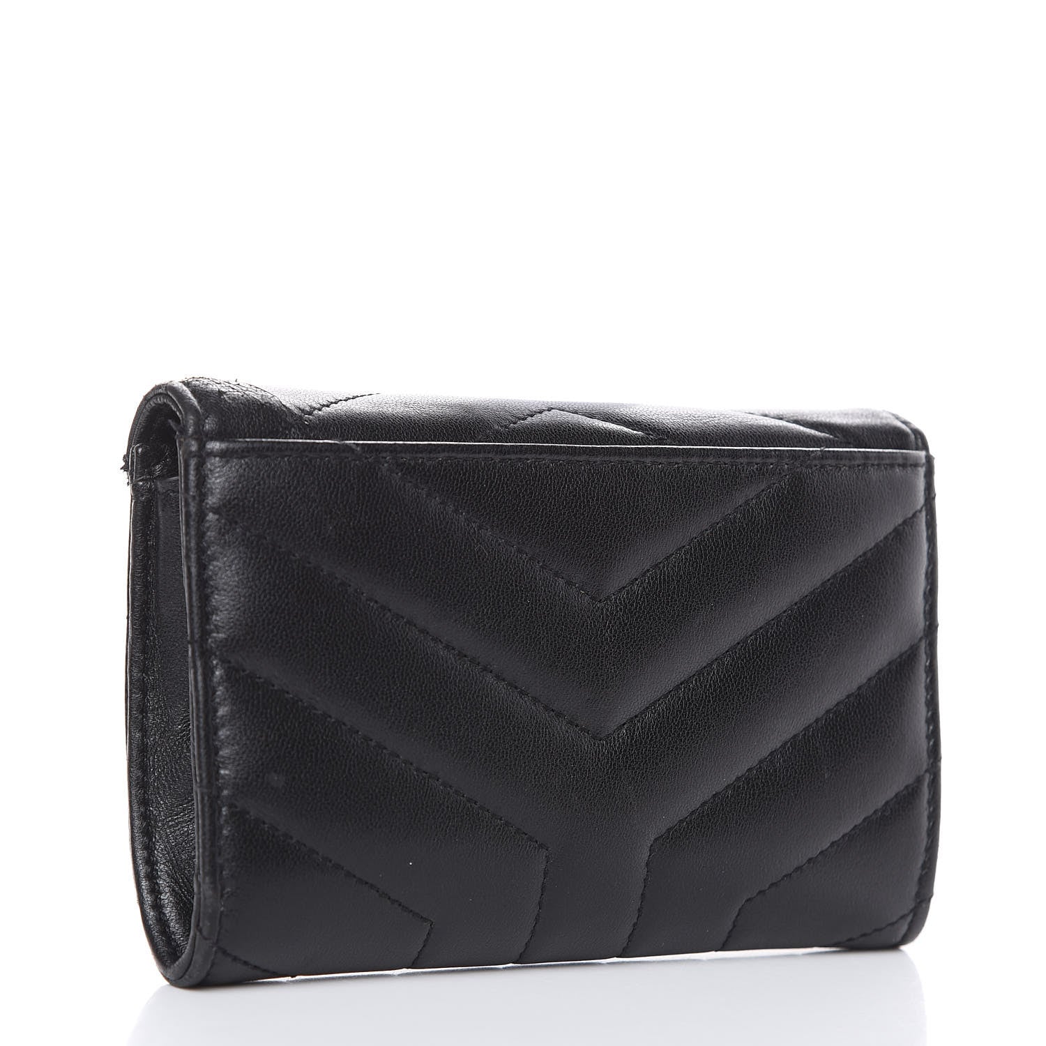 Saint Laurent Lambskin Y Quilted Monogram Small Loulou Envelope Wallet Black 3 of 14