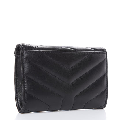 Saint Laurent Lambskin Y Quilted Monogram Small Loulou Envelope Wallet Black 3 of 14