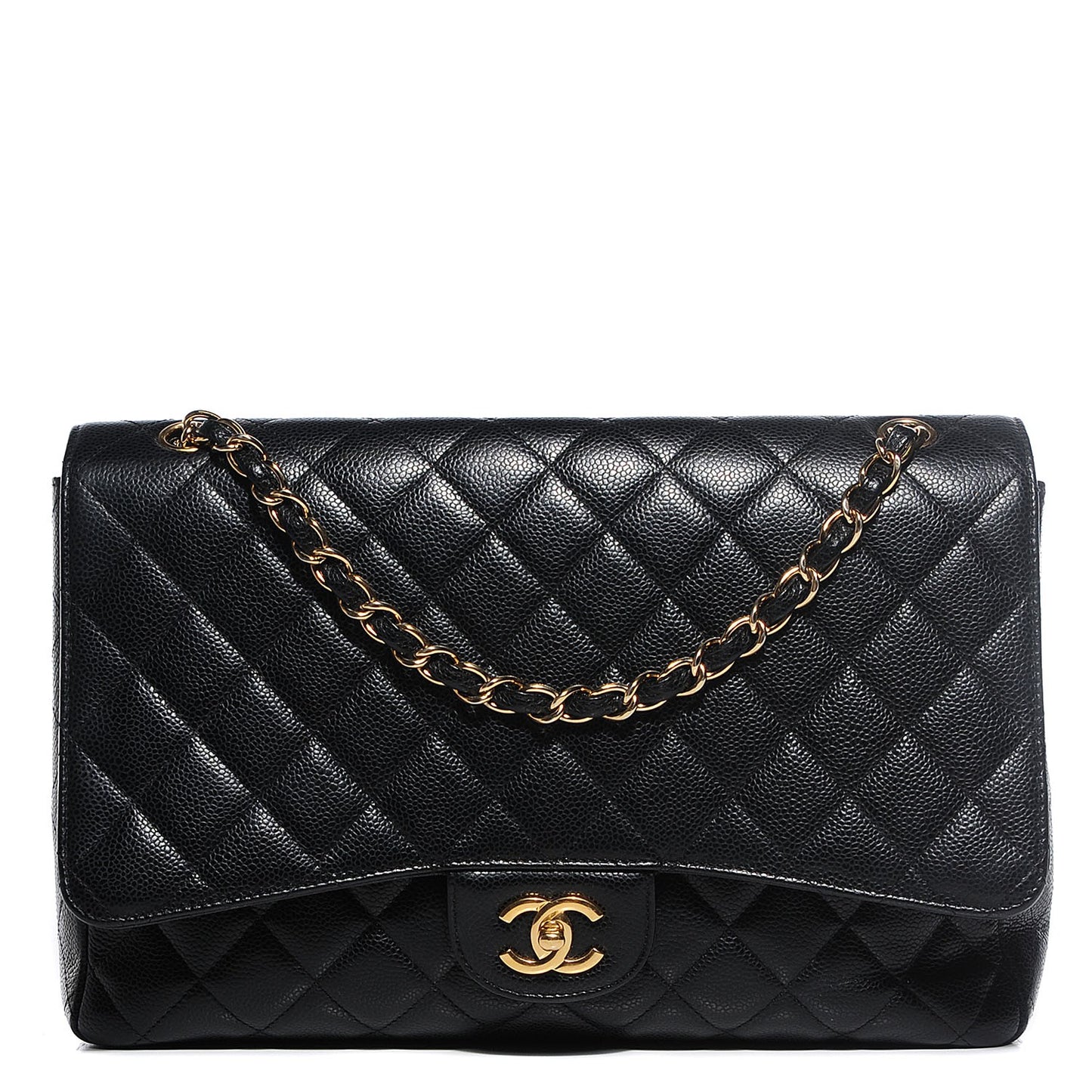 Caviar Quilted Maxi Single Flap Black