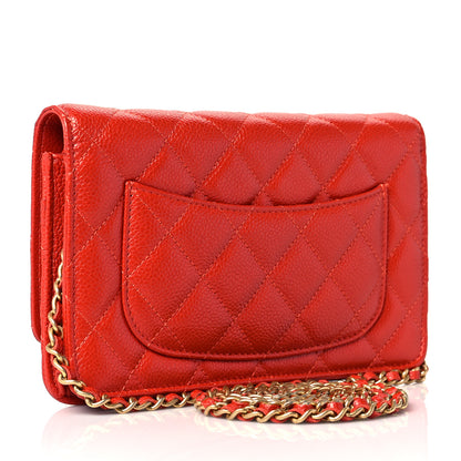 Chanel Caviar Quilted Wallet On Chain WOC Orange 2 of 8