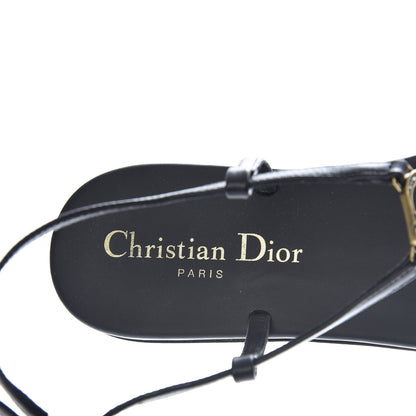 Christian Dior Lambskin Signature T-Strap Sandals 38 Black 7 of 9