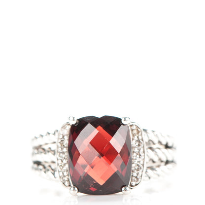 David Yurman Sterling Silver Diamond Garnet 10mm Petite Wheaton Ring 51 5.75 1 of 5