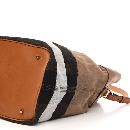 Burberry Grainy Calfskin Canvas Mega Check Medium Ashby Tassel Hobo Saddle Brown 7 of 12